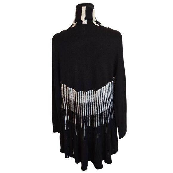 Shoreline Womens Black White Stripe Shawl Collar Cardigan Sweater Small/Medium - Picture 5 of 10